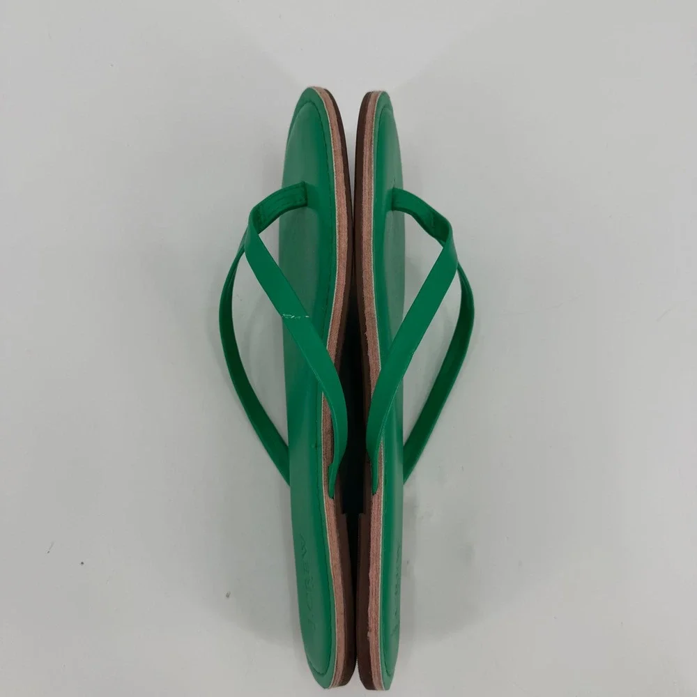 J.Crew Womens Leather Flip Flop Sandals Green Flat Thong Shoes Size 9